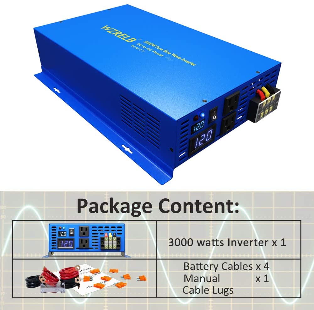 Inverter Pure Sine Wave 60Hz 120V 3000W - 순수 사인파 전력 인버터 3000W 24V