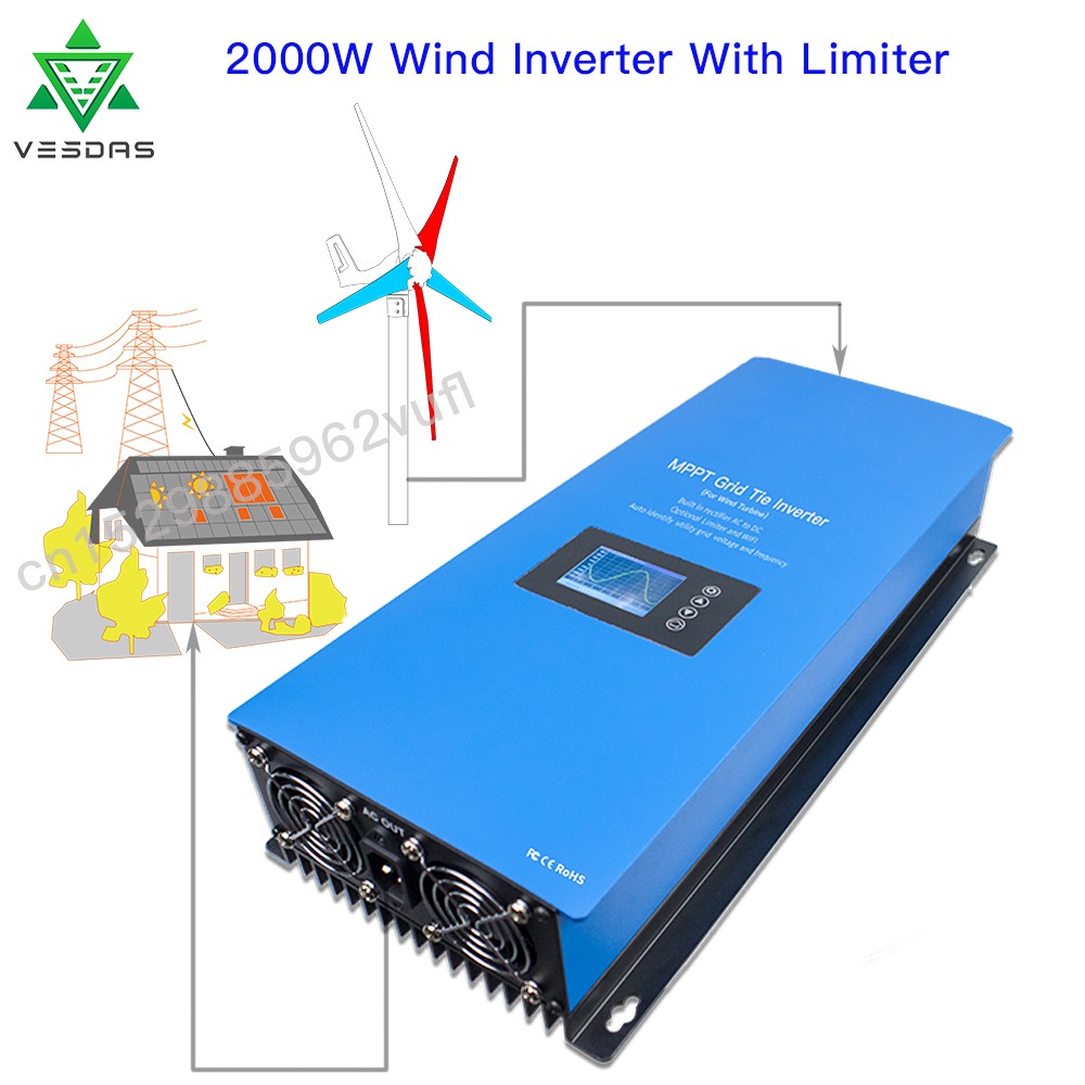 Grid Tie Inverter Limiter 2000W - 1000W 2000W 풍력 MPPT 전원 그리드