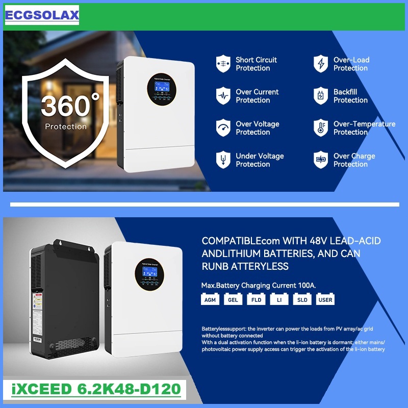 ECGSOLAX 3000W 오프그리드 하이브리드 태양광 - Inverter Pure Sine Wave 60Hz 120V 3000W 리뷰 및 가격