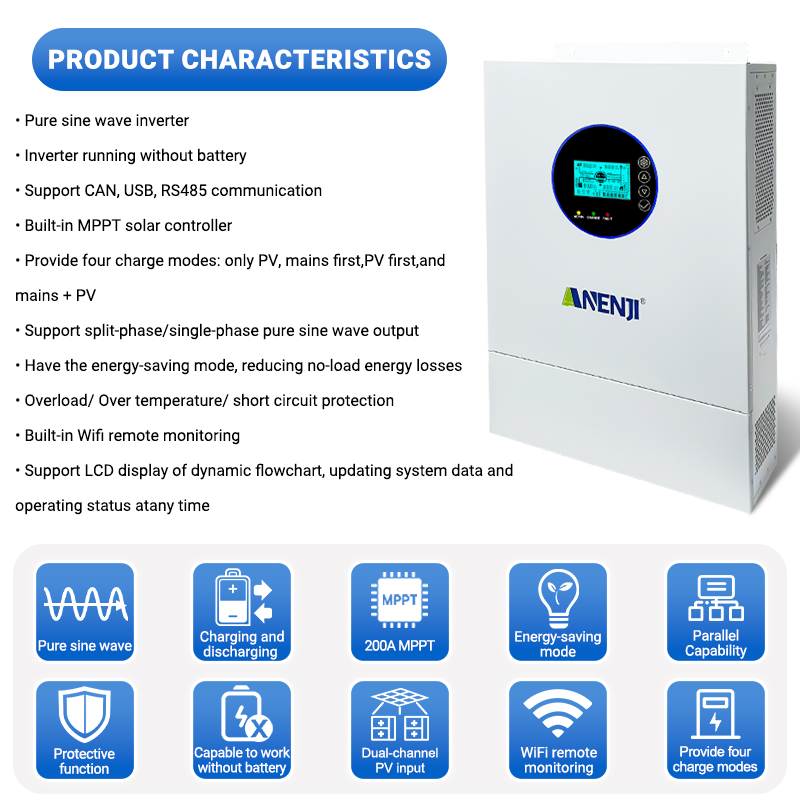 ANENJI 분리형 단상 12KW 48V 하이브리드 태 - Off Grid Solar Inverter 48V 6000W 리뷰 및 가격